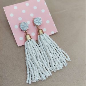 White Beaded Earrings